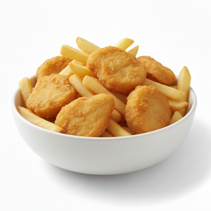 chicken nuggets and chips